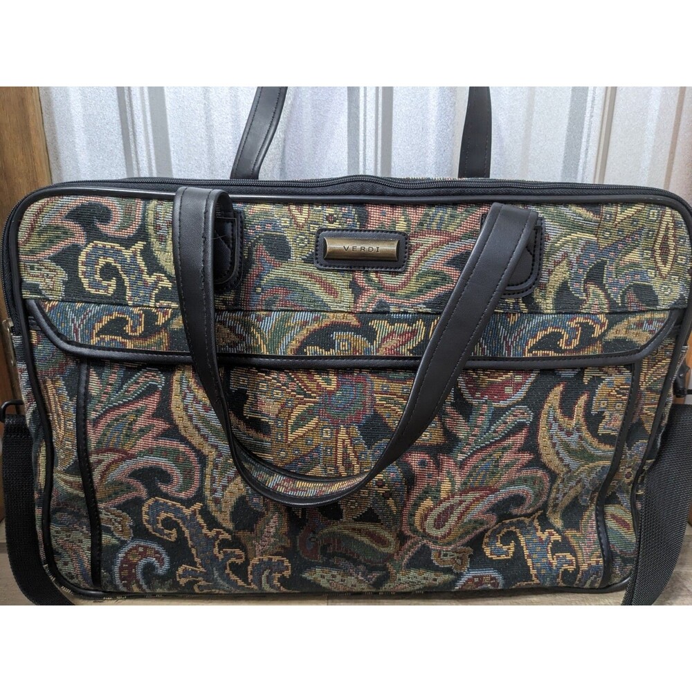 Verdi Boho Tapestry Shoulder Carry On Tote Bag 21"x15"x8" Weekend Retro Vntg